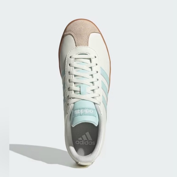 Adidas VL Court Base Cream and Light Blue Sneakers - Picture 2 of 12